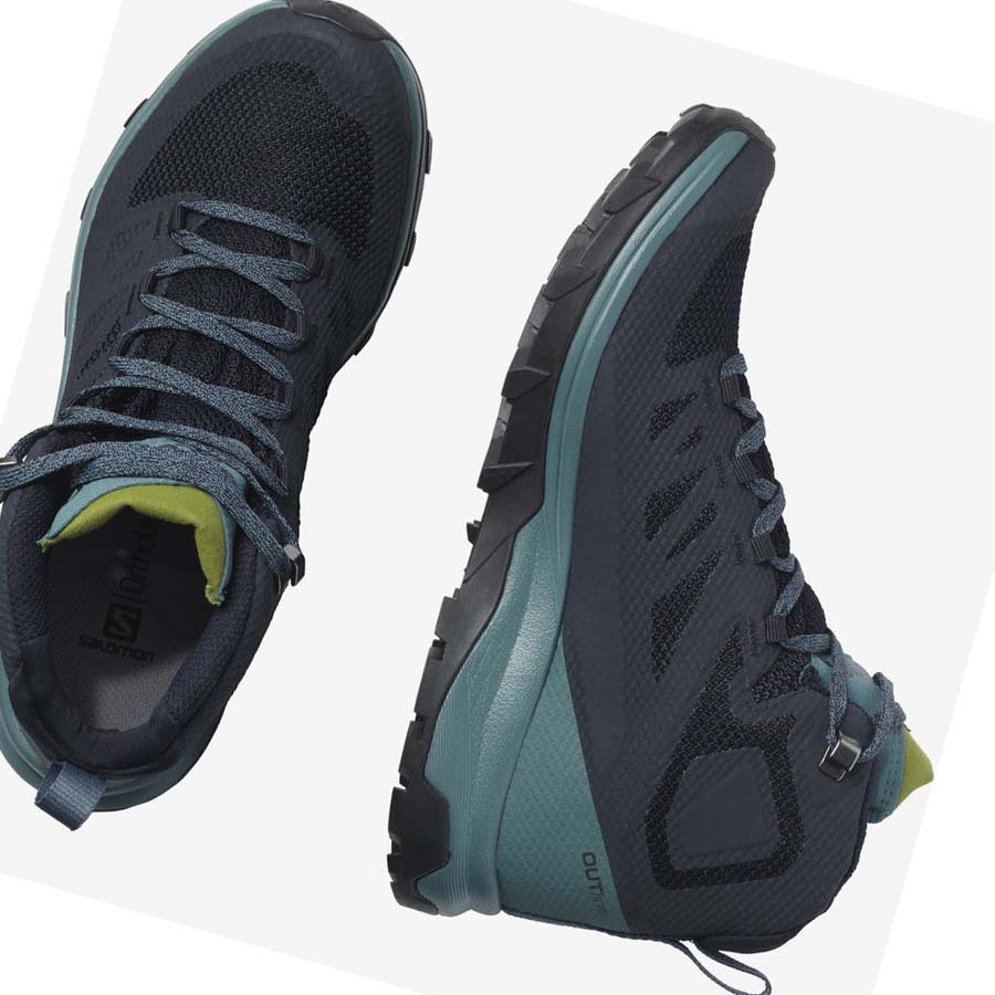 Tenis Senderismo Salomon WoOUTLINE MID GORE-TEX Mujer Negros Verdes | MX 2791GSO